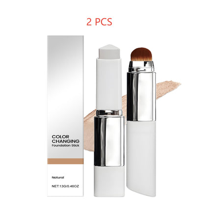 2-in-1 Color-Changing Foundation Stick Clear And Non-stuck Powder Daily External Foundation in shade Natural 2pcs