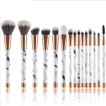 11 sets of marble makeup brush kit in shade White