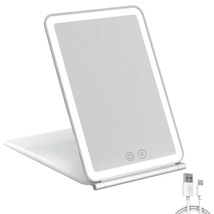 Foldable Makeup Mirror Touch Screen Makeup Mirror in shade White