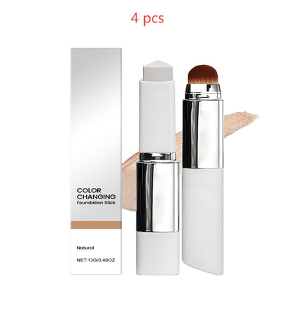 2-in-1 Color-Changing Foundation Stick Clear And Non-stuck Powder Daily External Foundation in shade Natural 4pcs