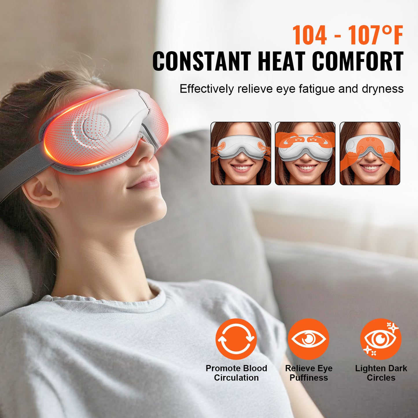 Wicky Beauty heated eye massager in white, folded flat on a plain background