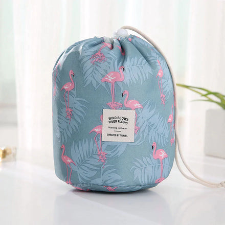 Waterproof Makeup Bag in shade Blue Flamingo