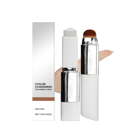 2-in-1 Color-Changing Foundation Stick Clear And Non-stuck Powder Daily External Foundation in shade Deep FLesh