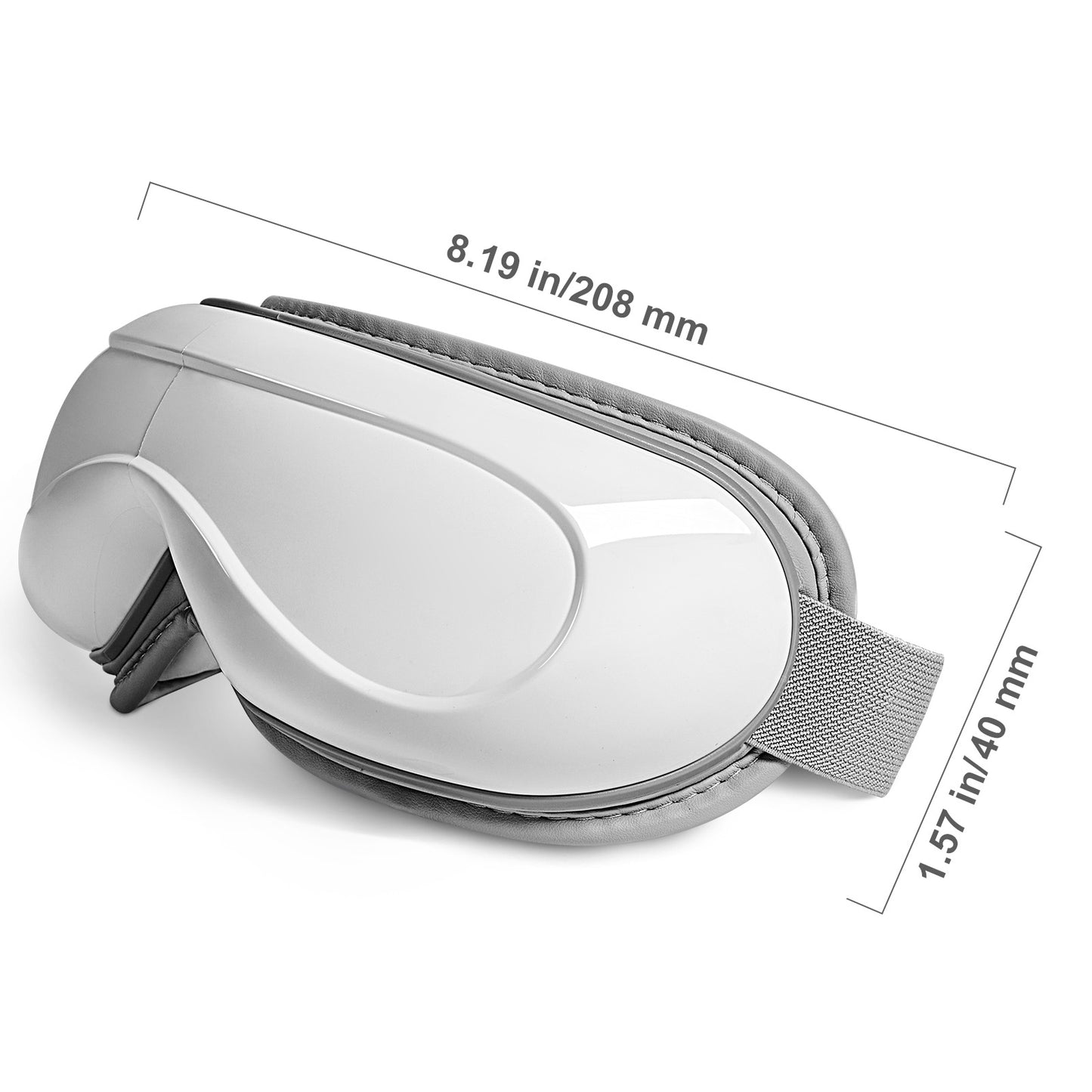 Close-up of the eye massager touch control panel and heat setting button