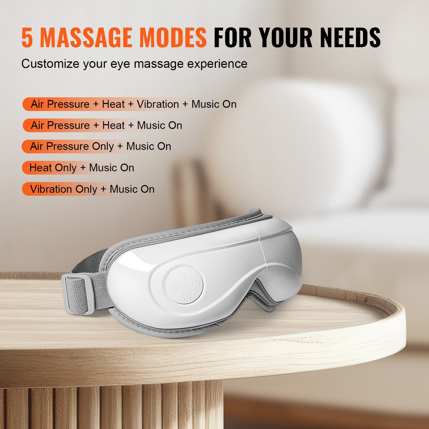 Eye massager dimensions, 8.19 inches wide by 1.57 inches deep