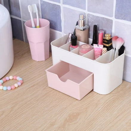 Plastic Makeup Organizer in shade Pink / 20.5x10.5x10 Centimeter
